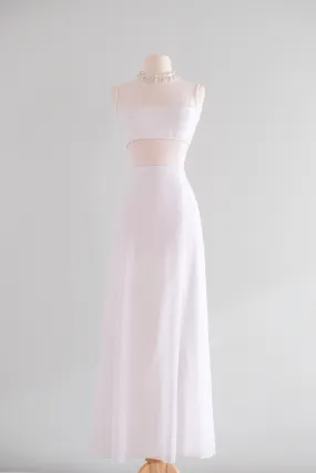 Chic 1990's Tadashi Cut-Out White Body-Con Column Gown / Sz M