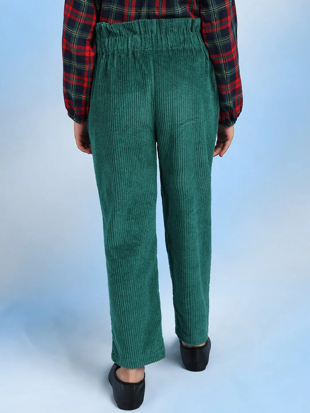 Christmas Checks Cotton Girls Top With Corduroy Pants