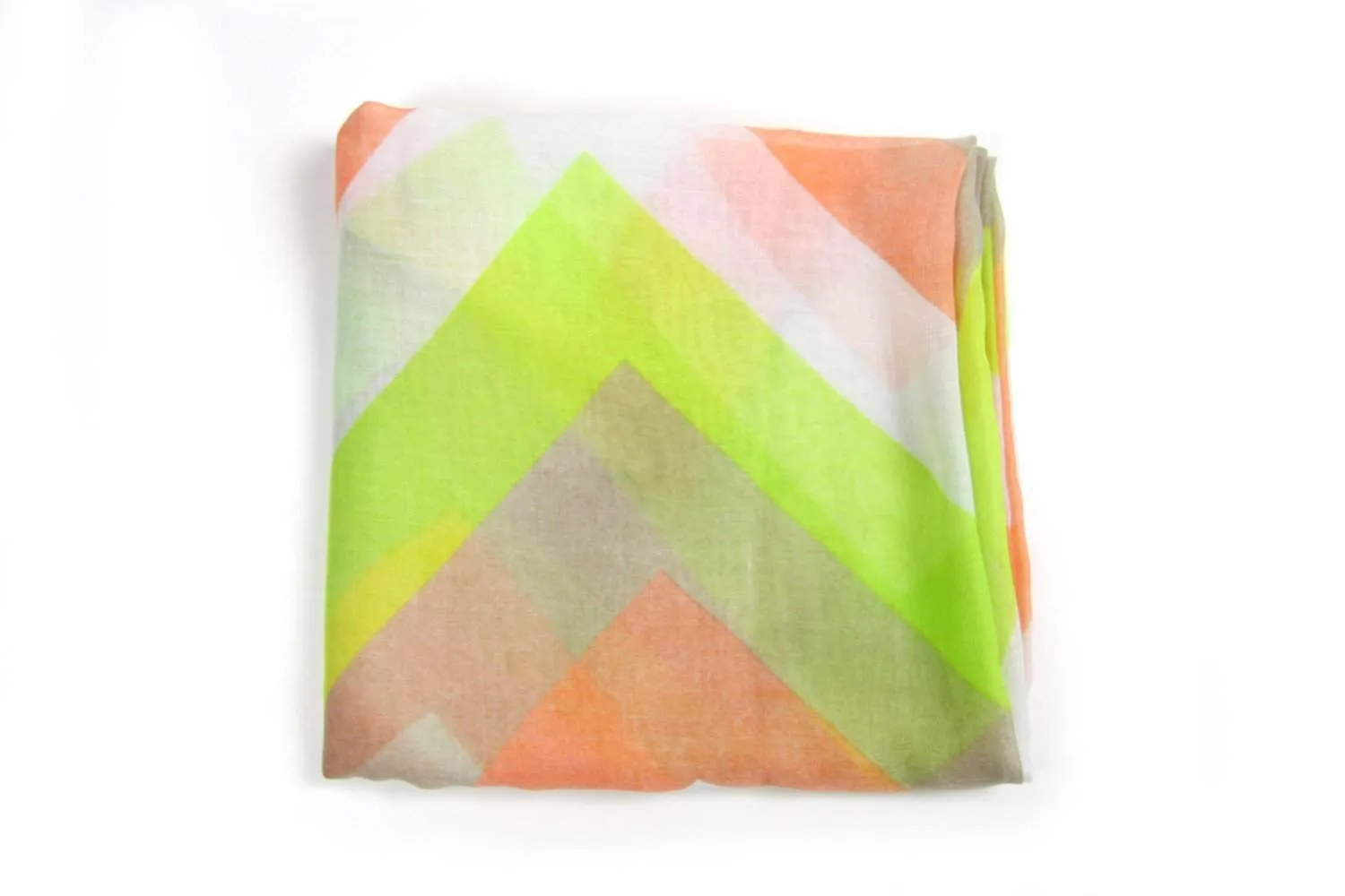 Circle Scarf / Lime Green &  Coral / Chevron / Unisex Women's