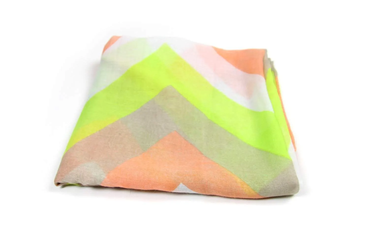 Circle Scarf / Lime Green &  Coral / Chevron / Unisex Women's