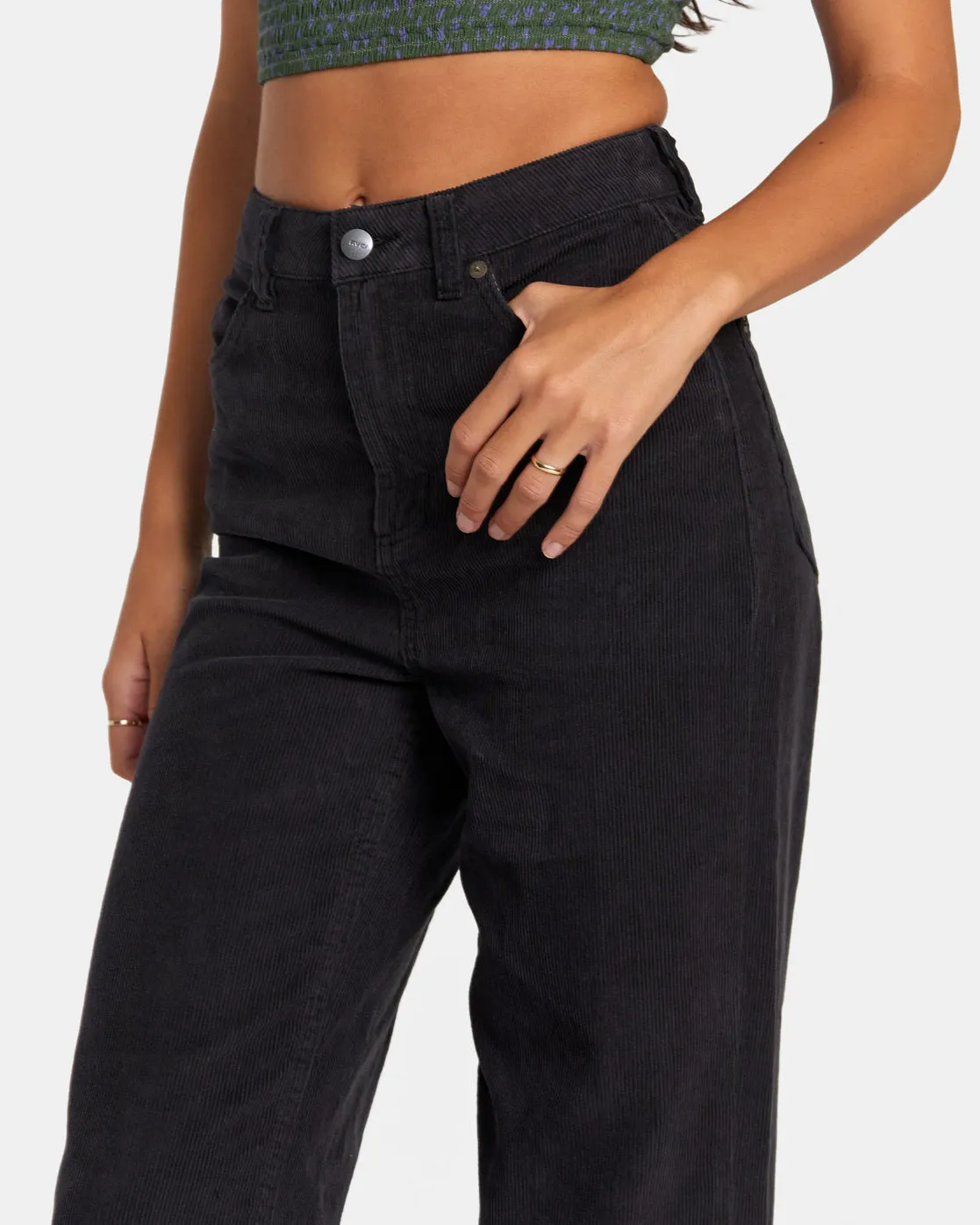 Coco Corduroy Wide Leg Pants - RVCA Black