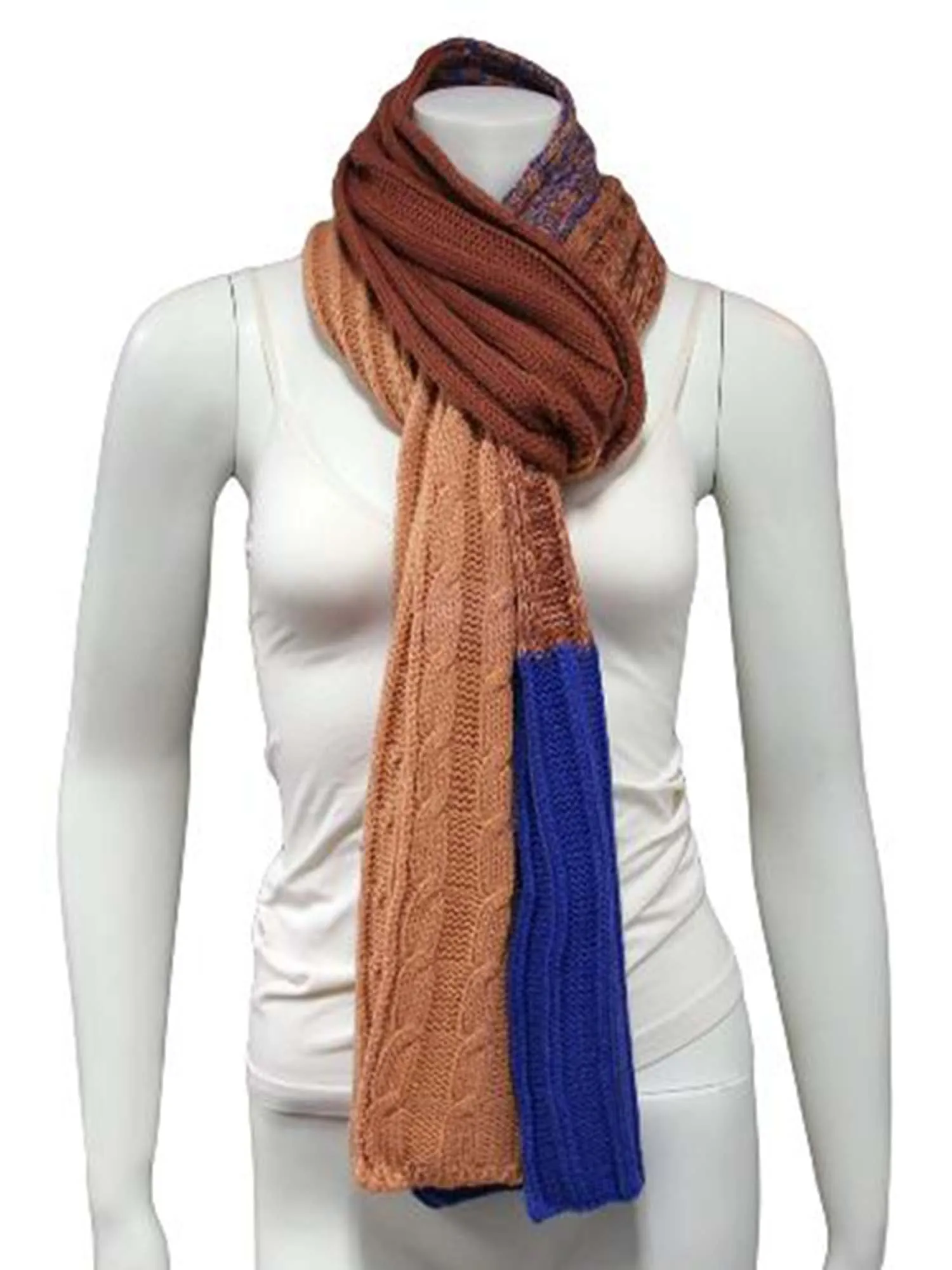 Color Block Winter Knit Unisex Scarf