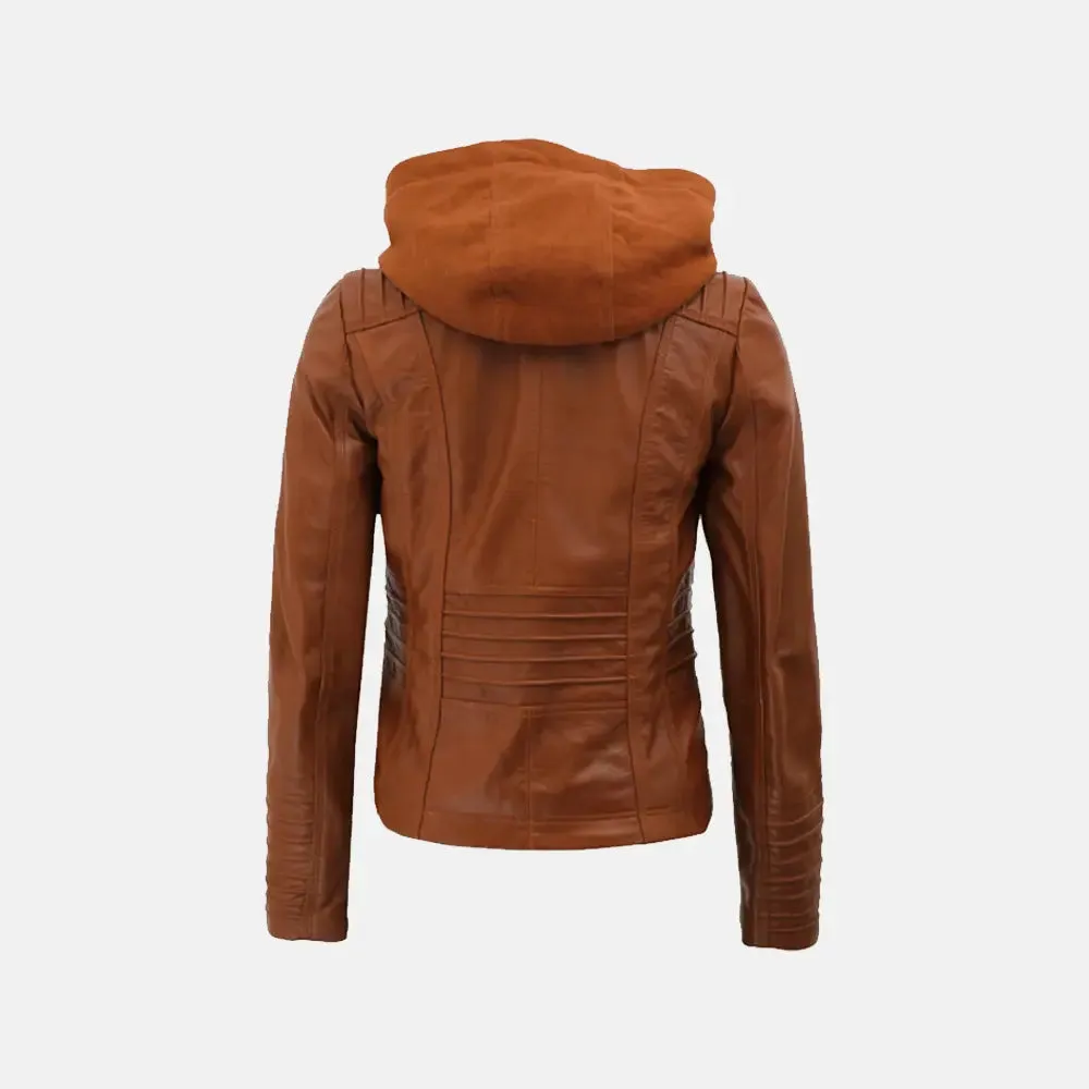 Convertible Hooded Leather Jacket Womens