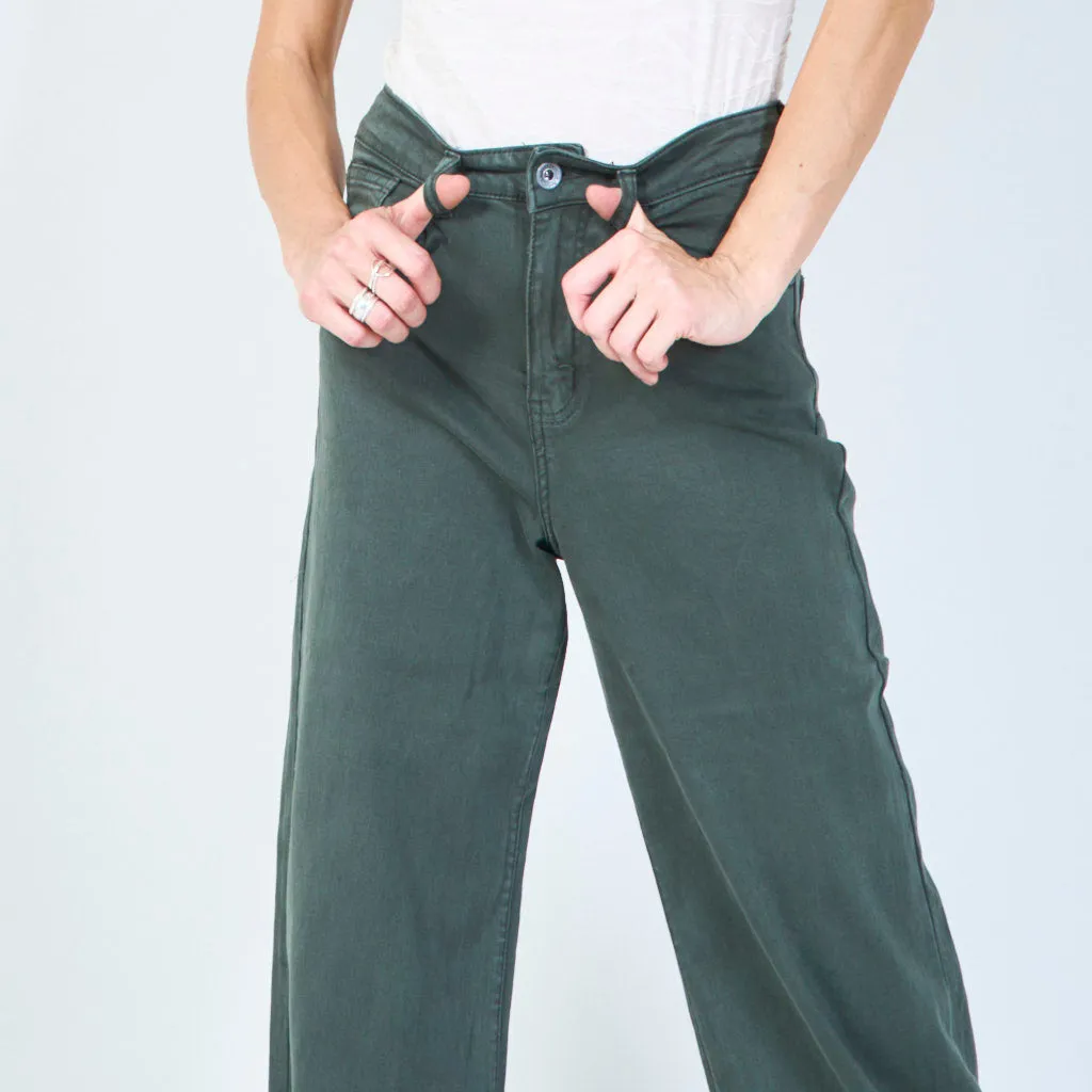 Corduroy pants with leopard print cuff