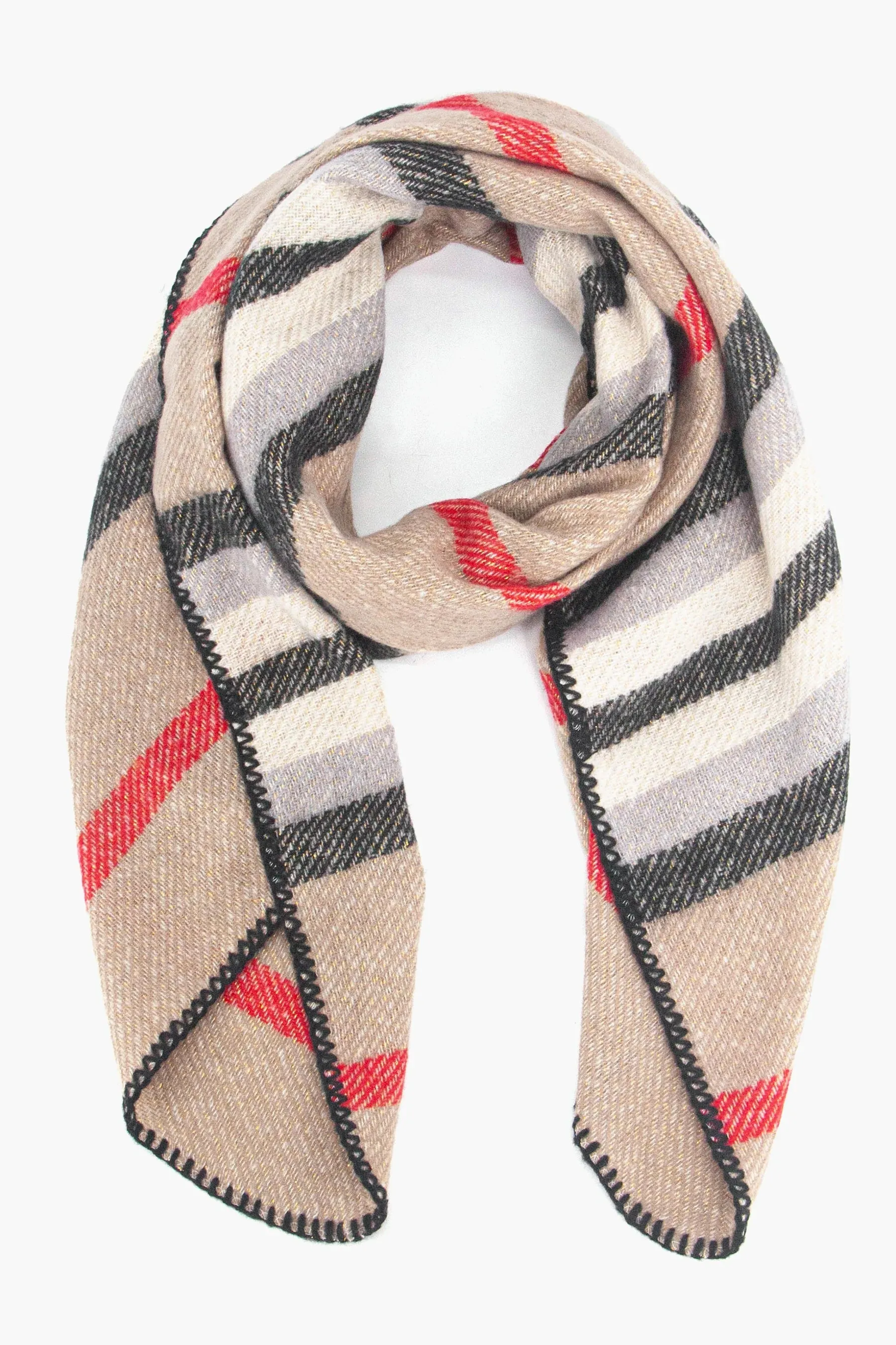 Cream Stripe Heavyweight Scarf