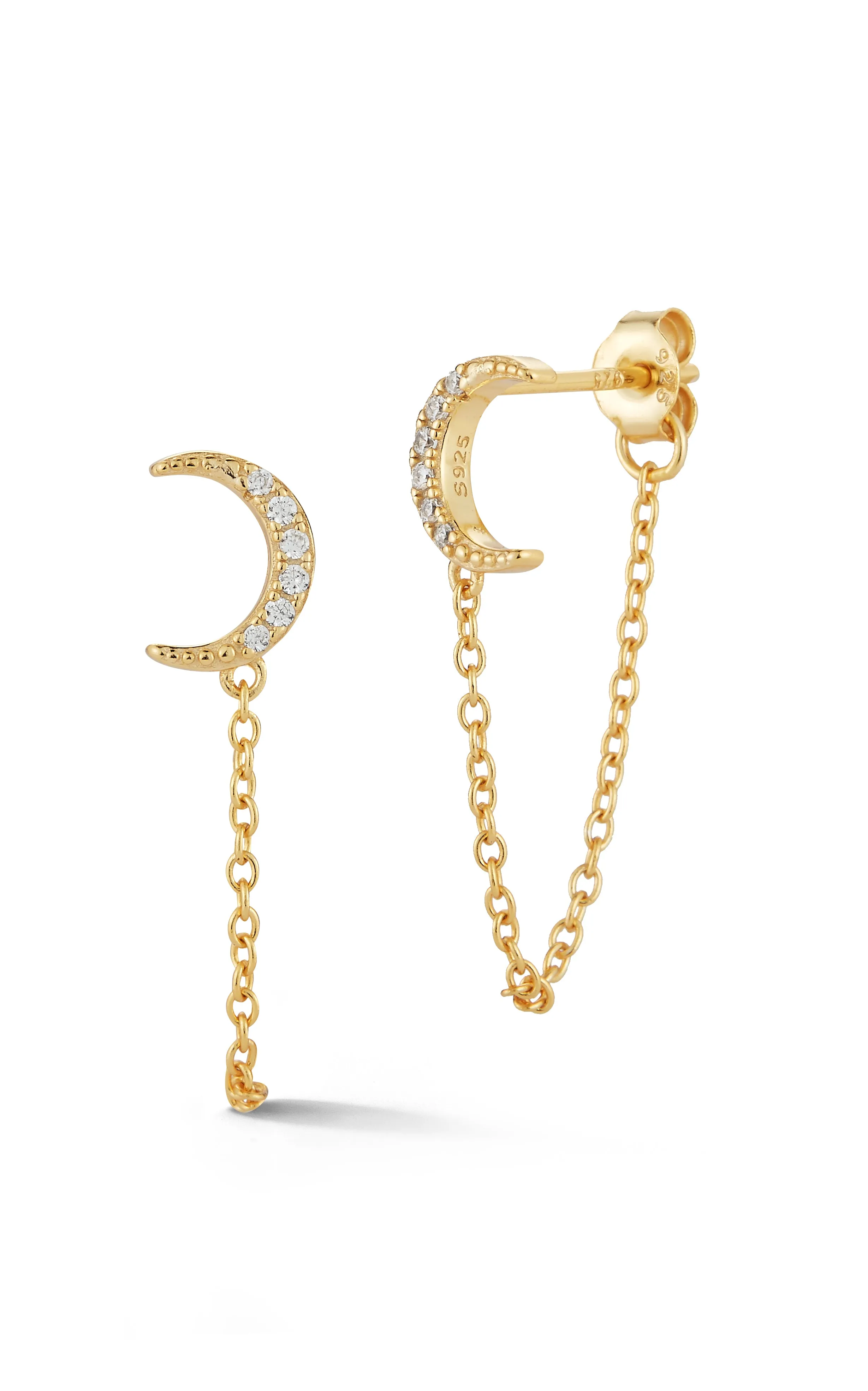 Crescent Moon Drop Stud Earring