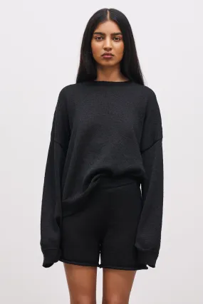 Crochet Knit Jumper - Black