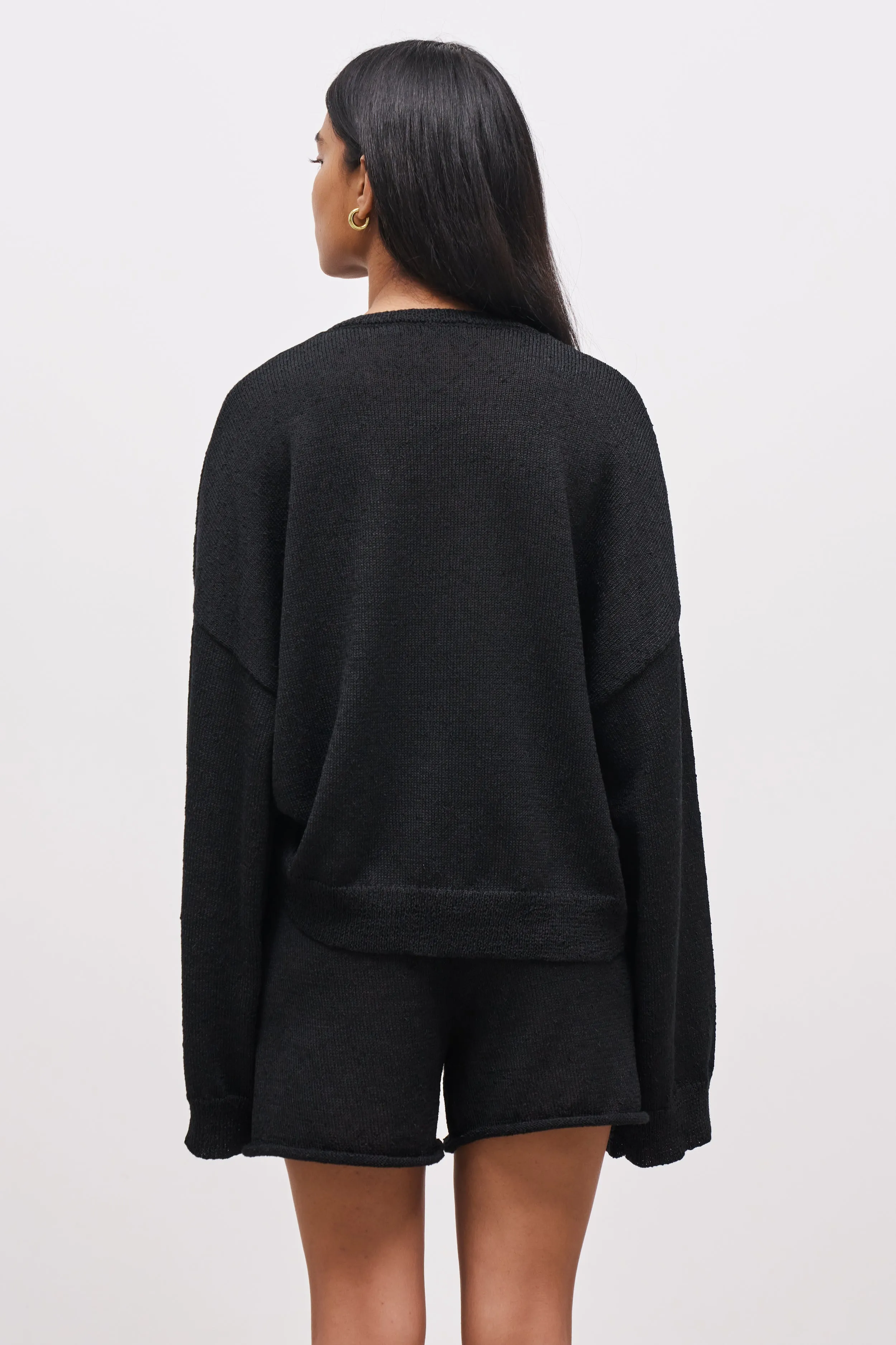 Crochet Knit Jumper - Black