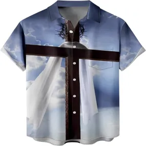 Cross Scarf Christian Hawaiian Shirt - Hawaiian Beach Shirts for Men Women