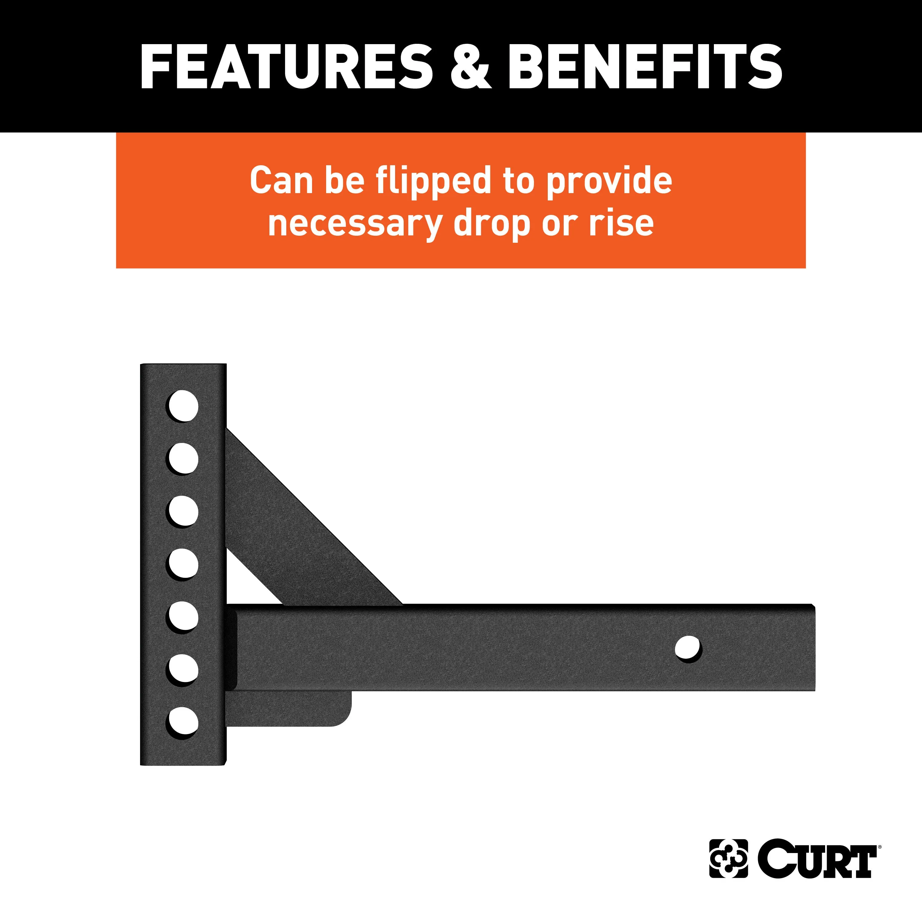 CURT 17102 Weight Distribution Shank (2in. Shank; 2in. Drop; 6in. Rise)