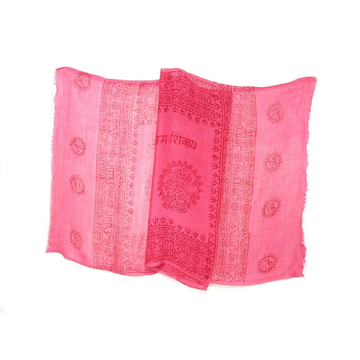 Dancing Shiva Printed Cotton Scarf, Dark Pink