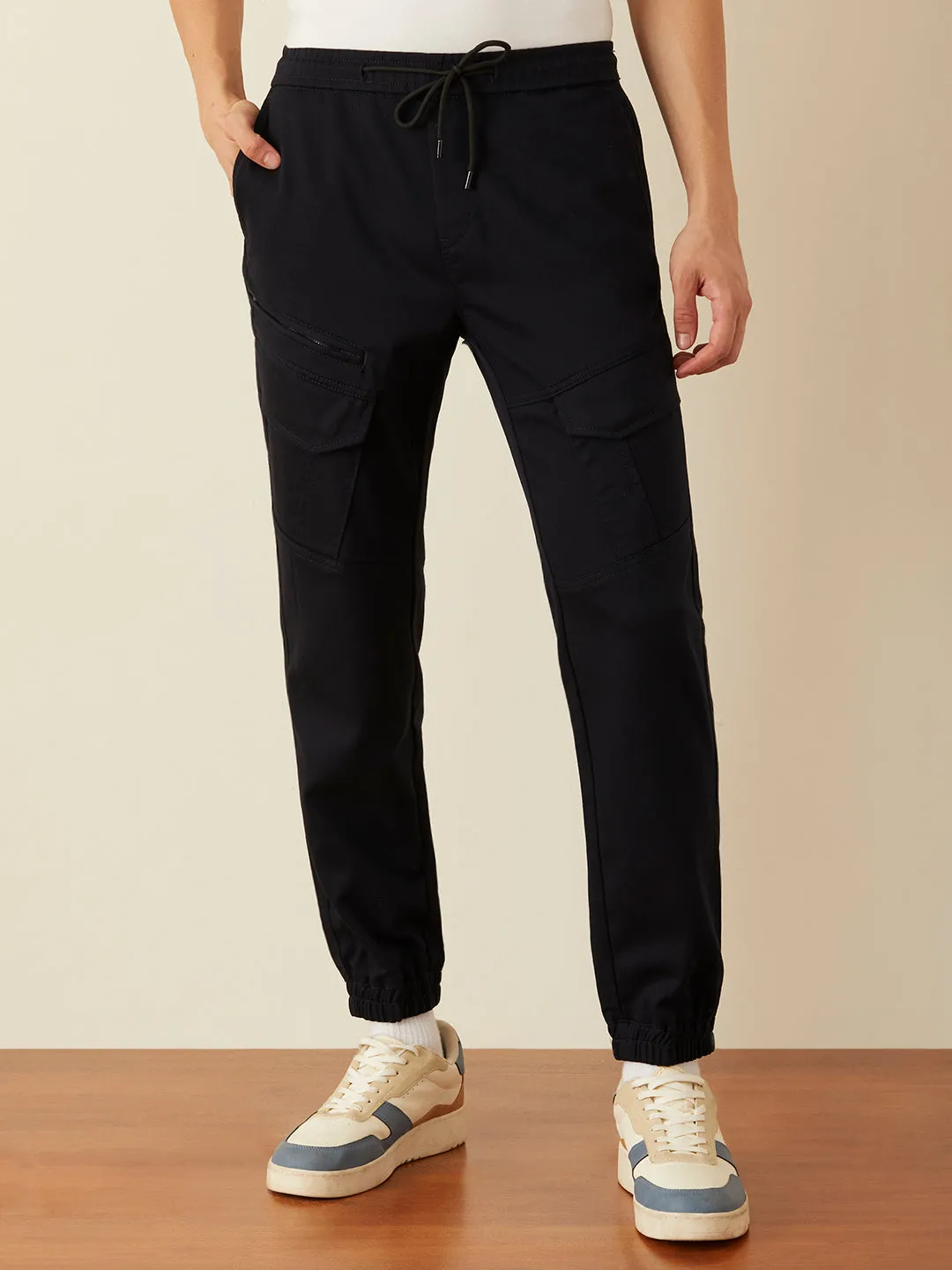 Dark Navy Plain Cargo Pants