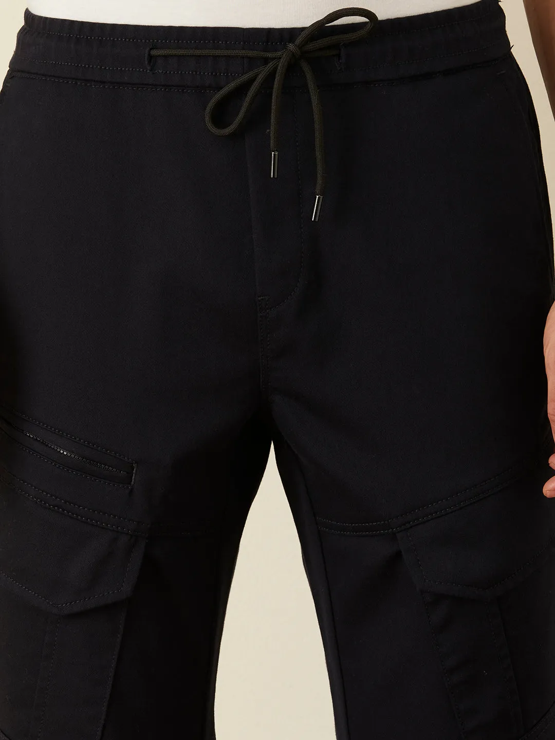 Dark Navy Plain Cargo Pants