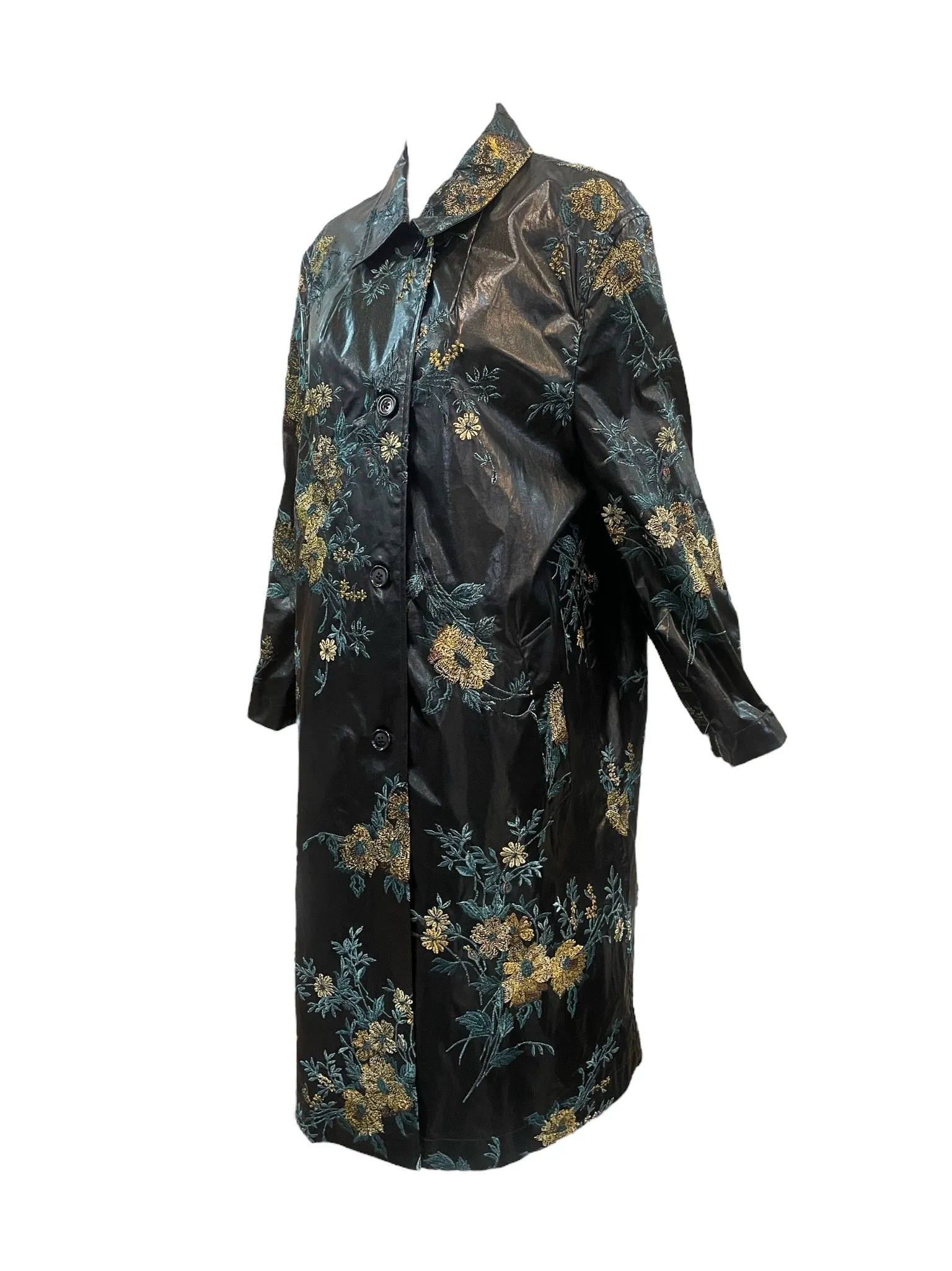 Dries van Noten Contemporary Floral Embroidered Rain Coat