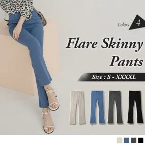 ELASTIC WAIST FLARE SKINNY PANTS