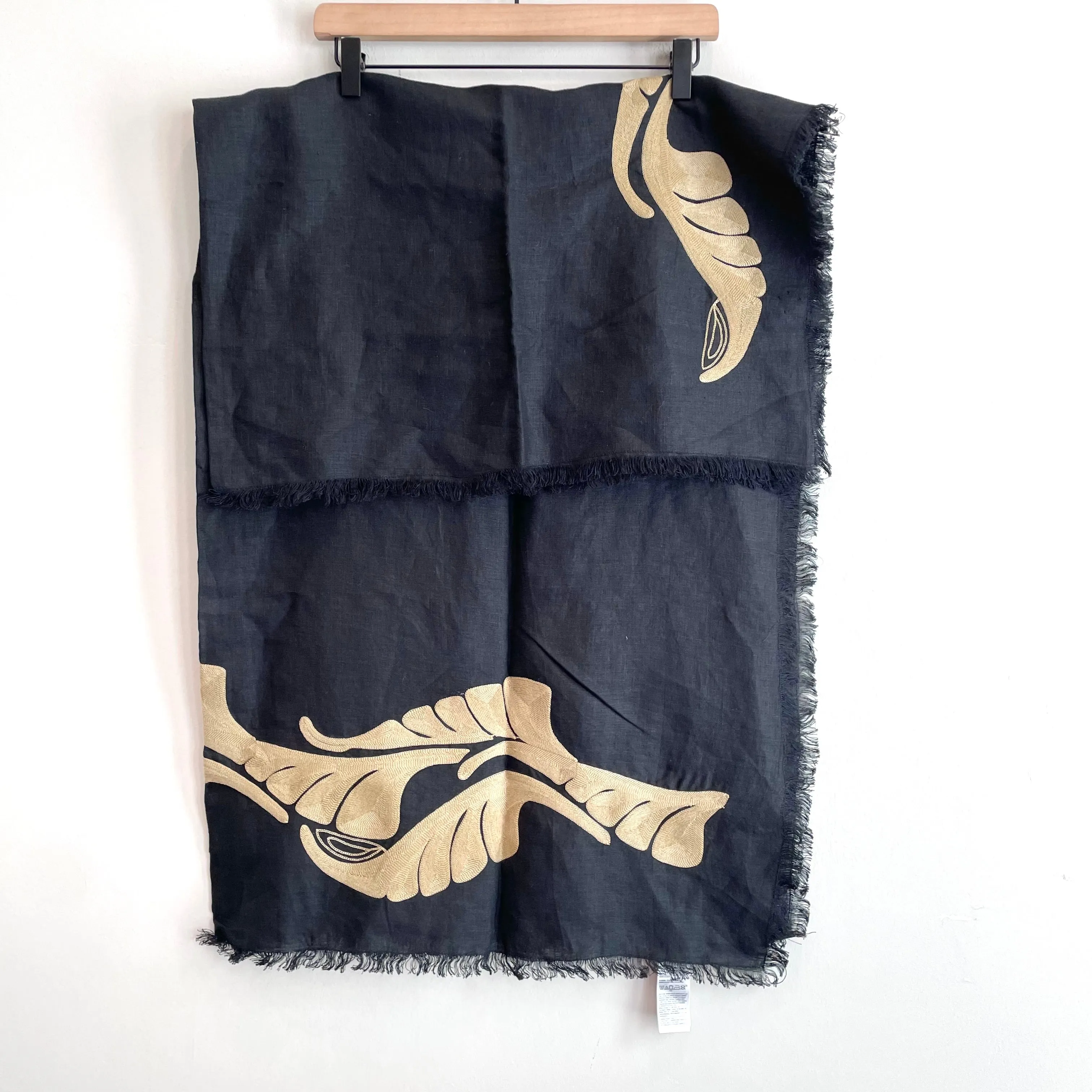 Embroidered Palm Linen Scarf