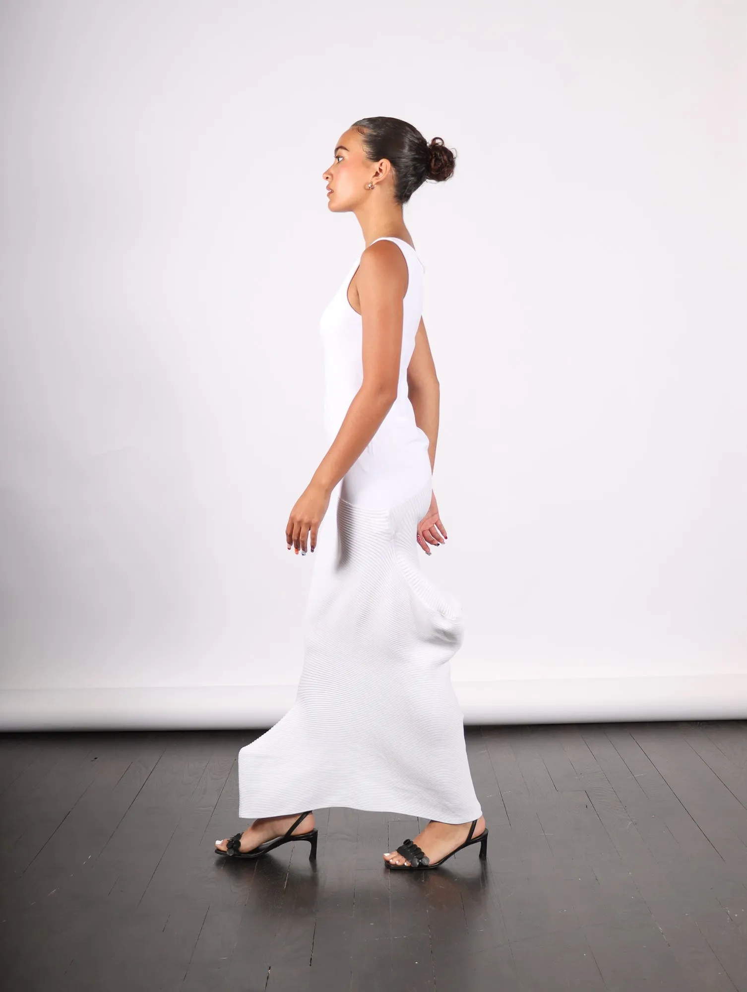 Emerge Dress in White by Issey Miyake