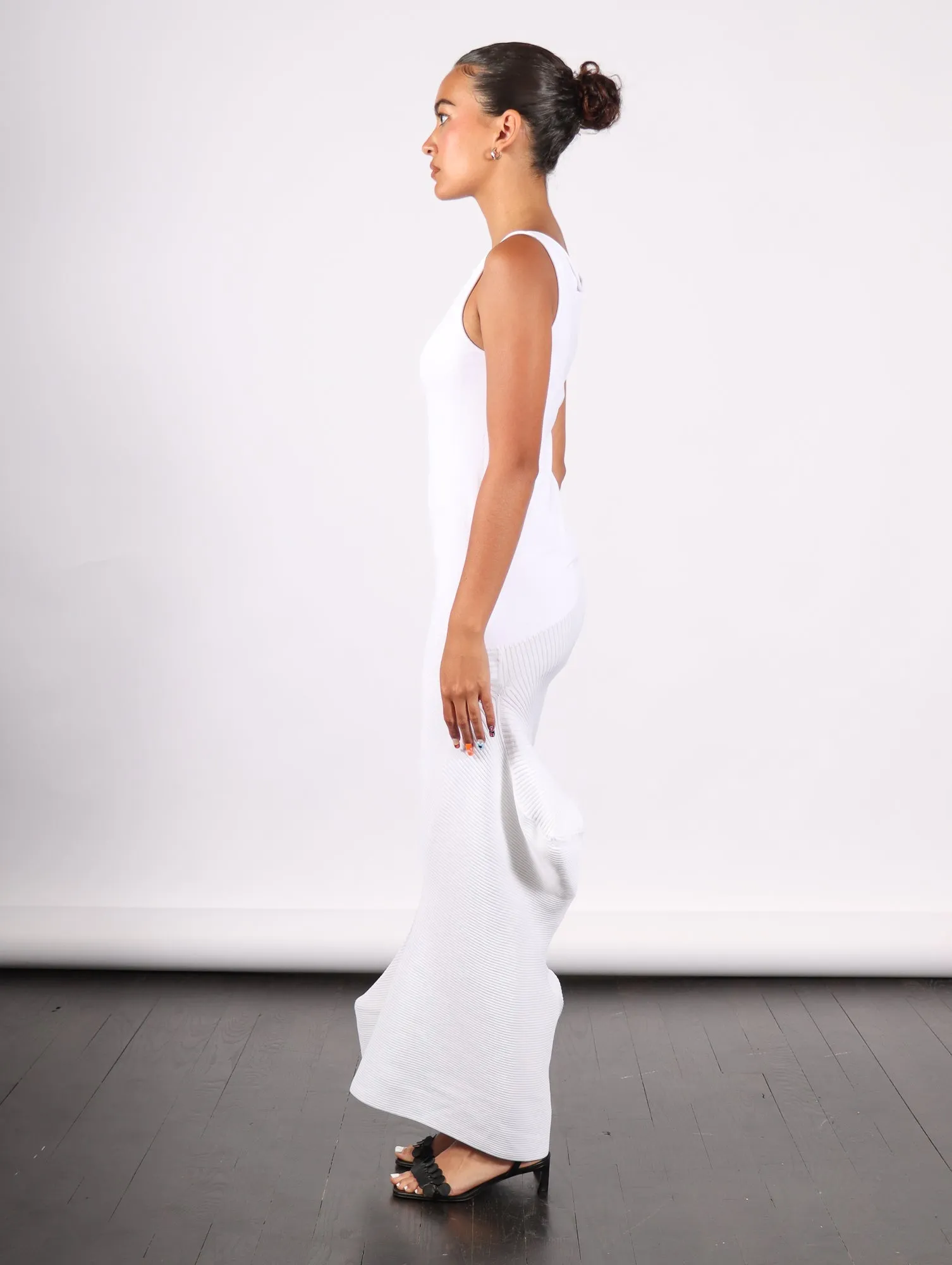 Emerge Dress in White by Issey Miyake