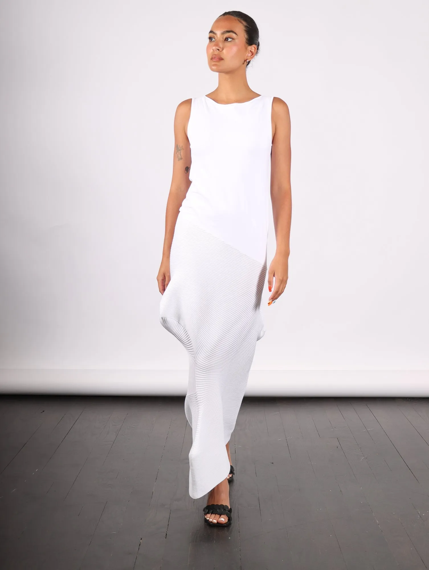 Emerge Dress in White by Issey Miyake