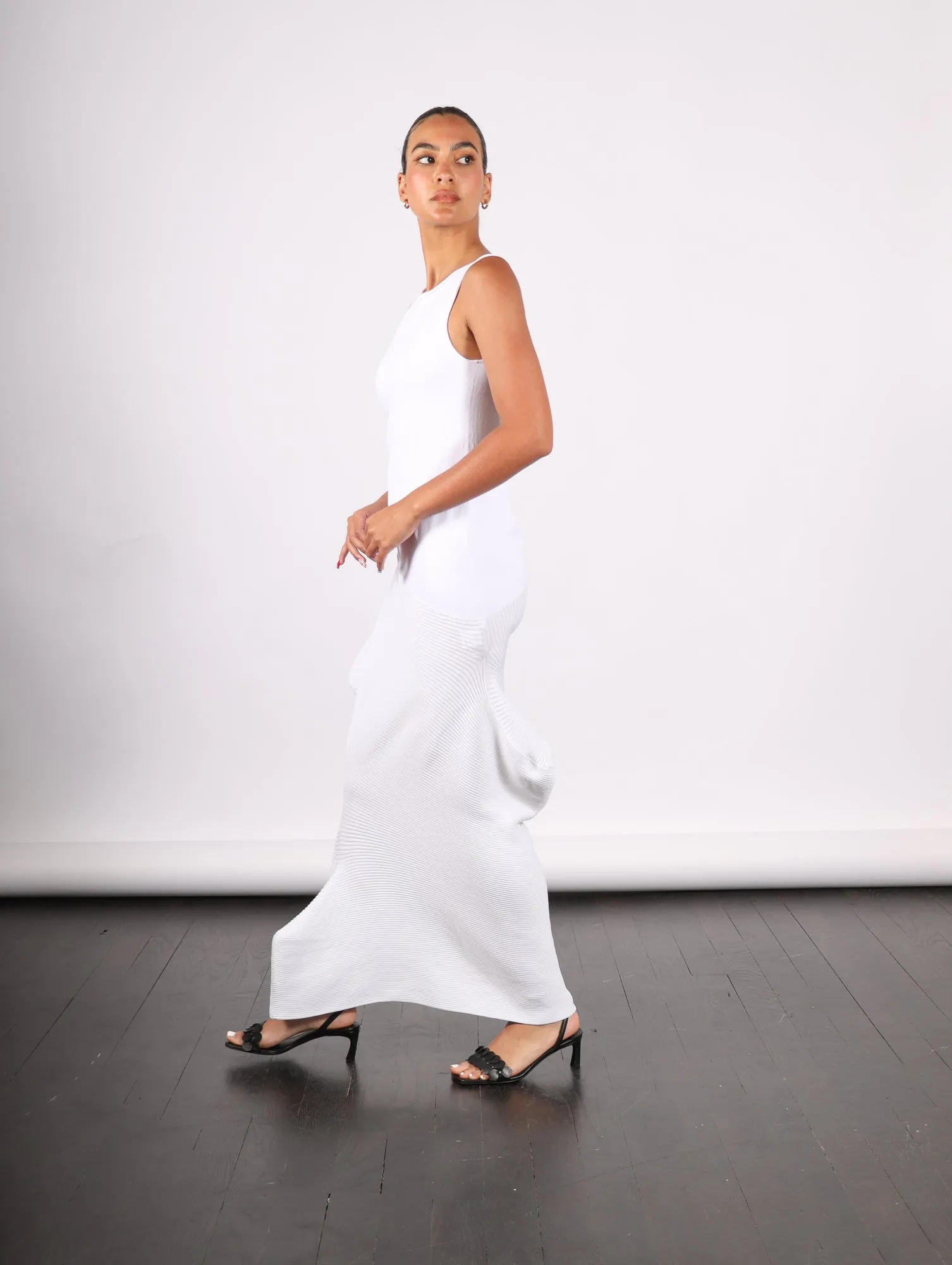 Emerge Dress in White by Issey Miyake