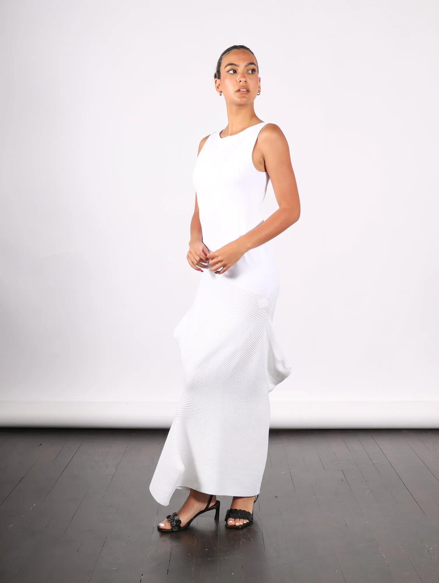 Emerge Dress in White by Issey Miyake