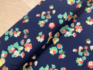 Falling Blossom Navy Viscose