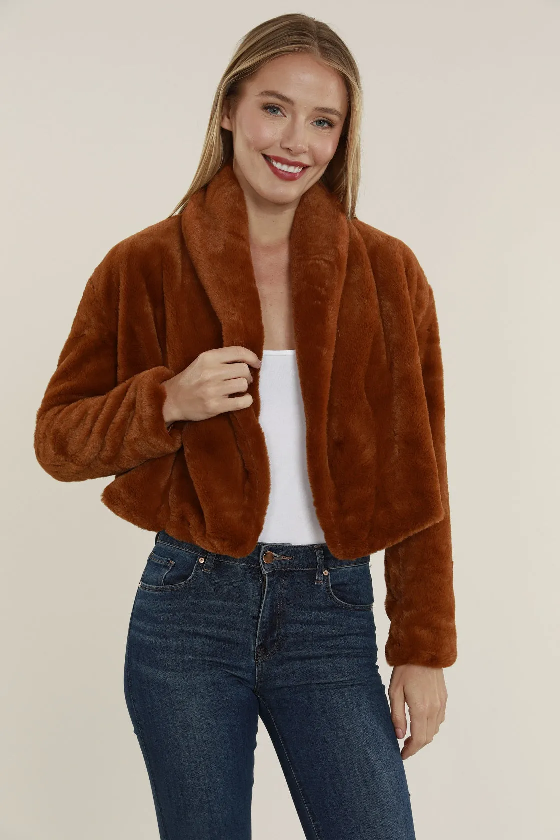 Faux Fur Shawl Collar Jacket