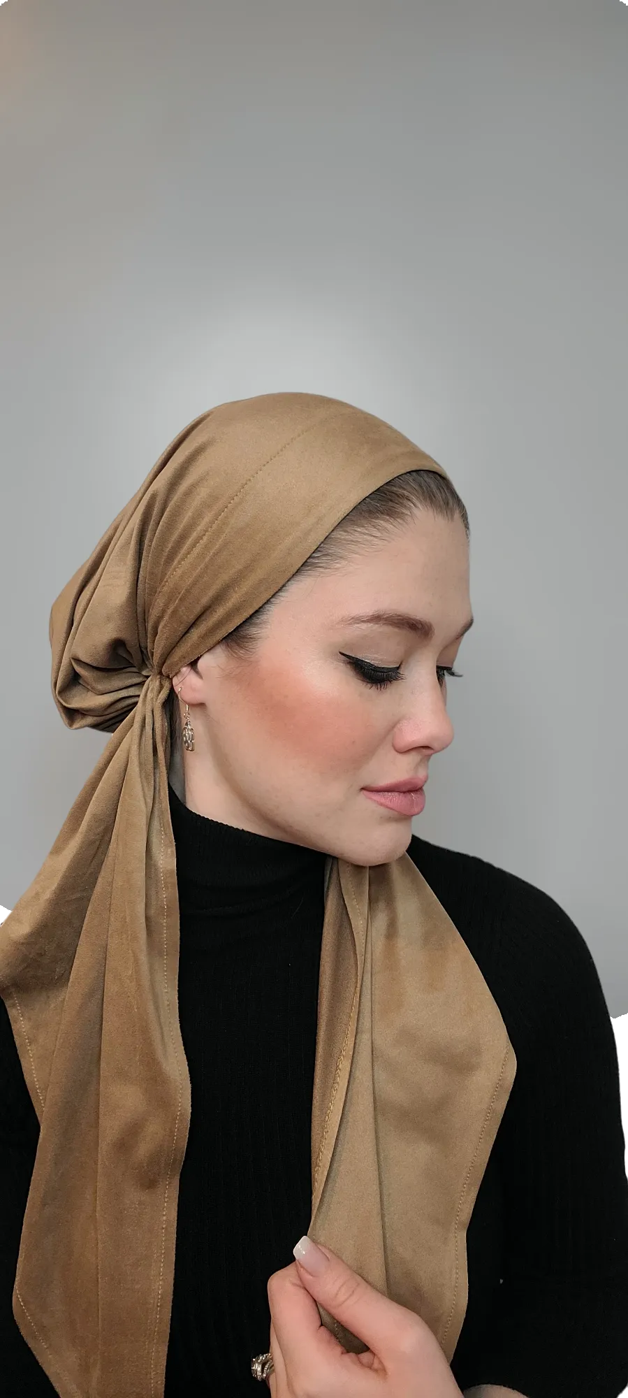 Faux Thin Suede Pretied Scarf