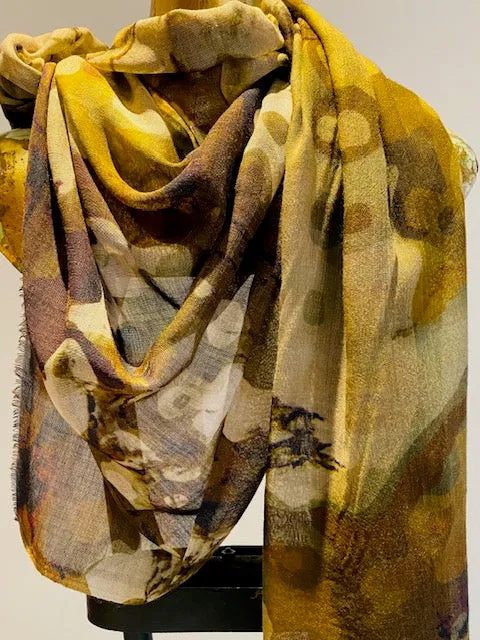 Floral Silk Wool Scarf - Winter Sale 50% Off - At checkout use code Winter50%