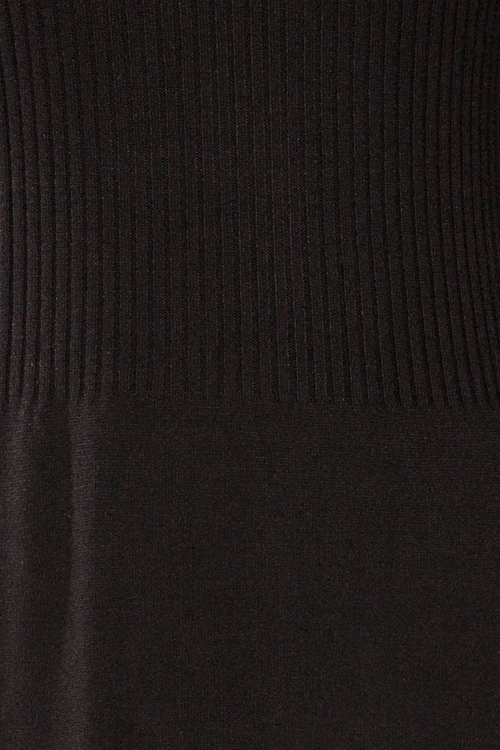 Gitega | Short Rib-Knit Black Dress w/ Long Sleeves