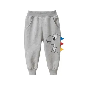 Gray Dinosaur Print Pants for Toddler Boys