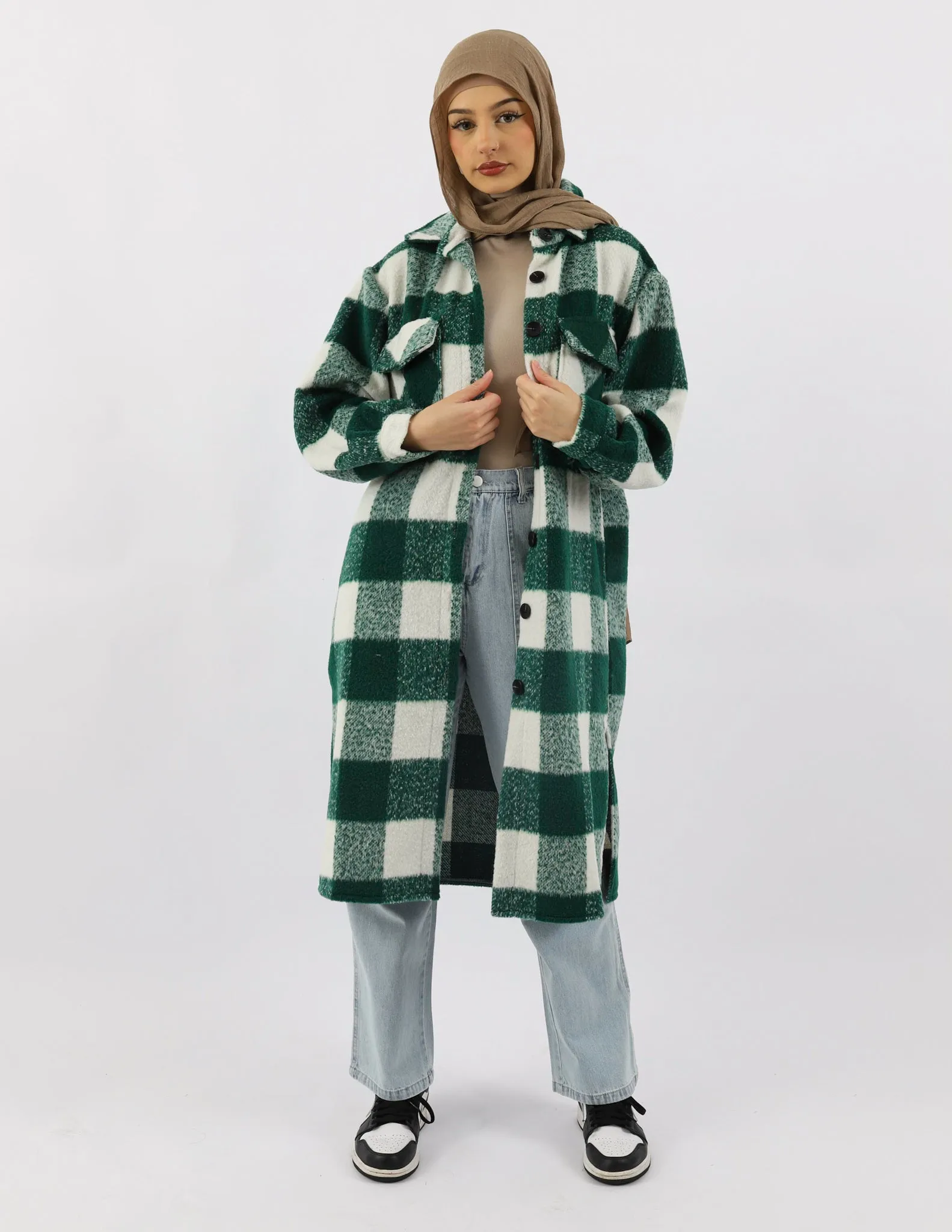 Green Checkered Fleece Jacket