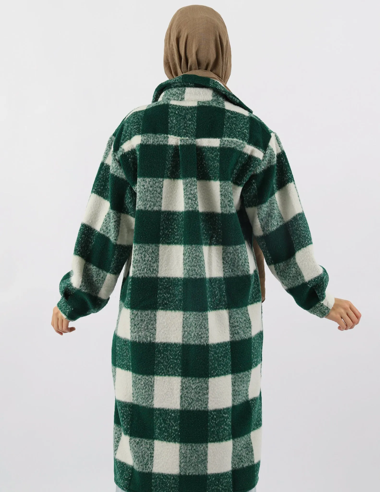 Green Checkered Fleece Jacket