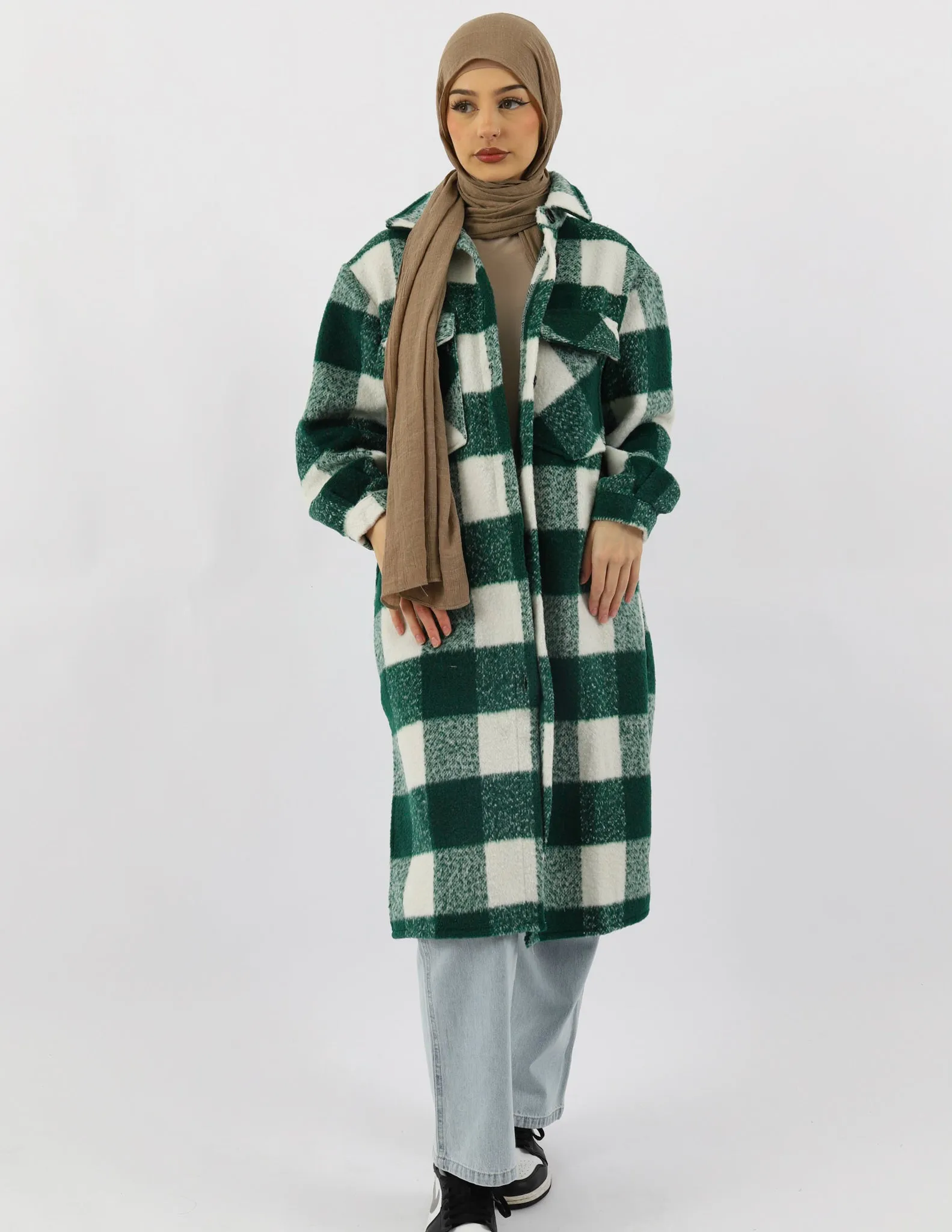 Green Checkered Fleece Jacket