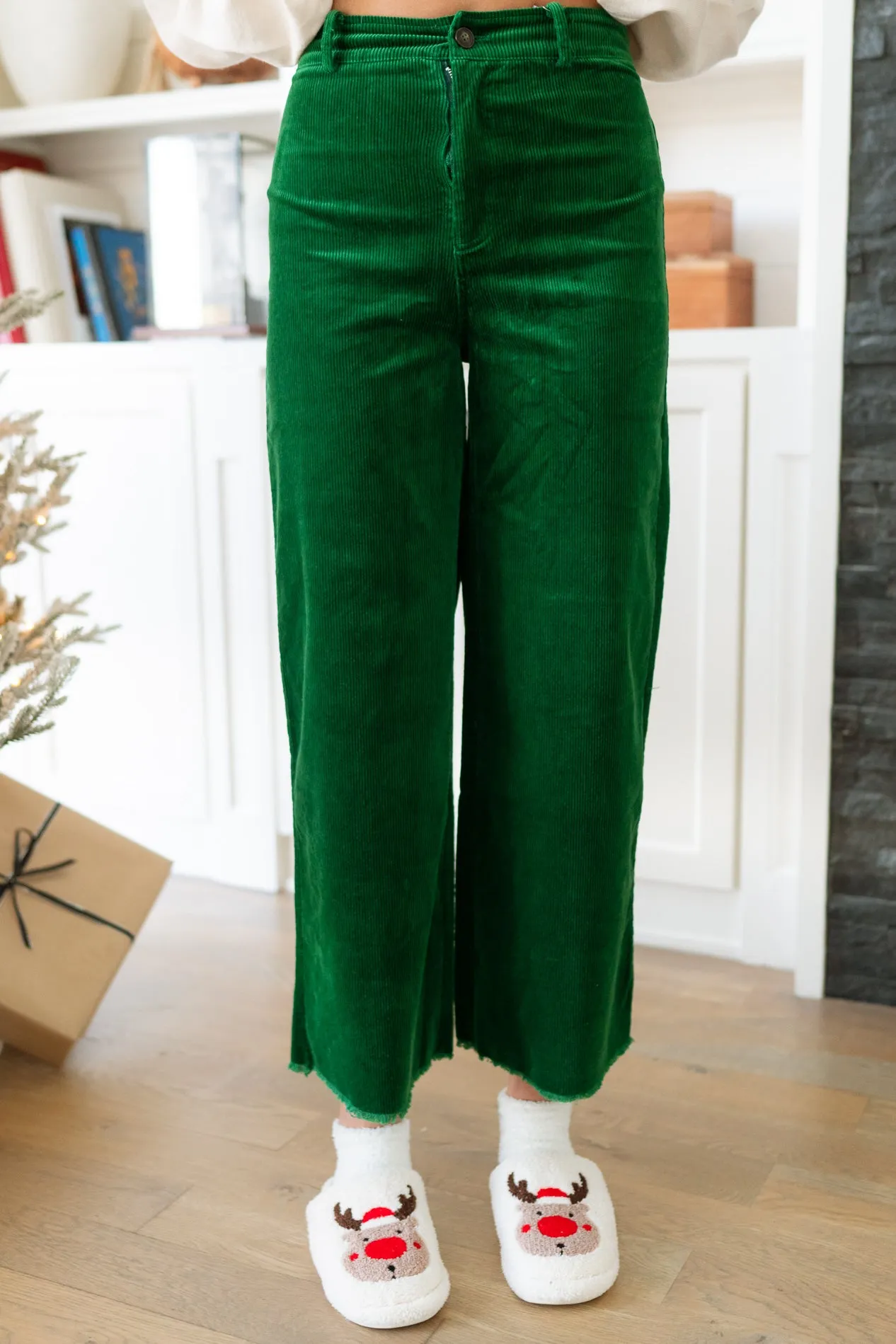 Green Corduroy Bow Pant