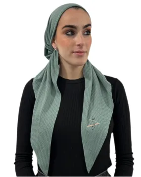 Green Eyelet Knit Pre-Tied Bandanna with Full Grip