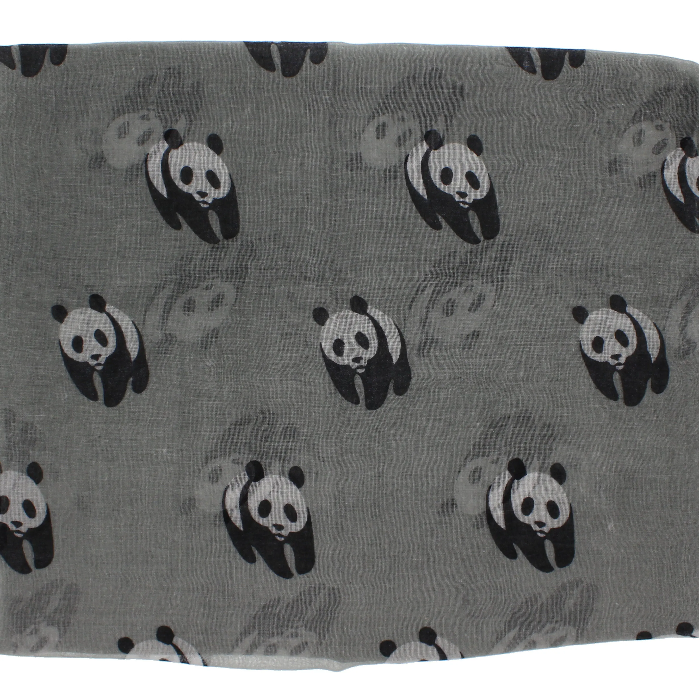 Grey Panda Print Scarf