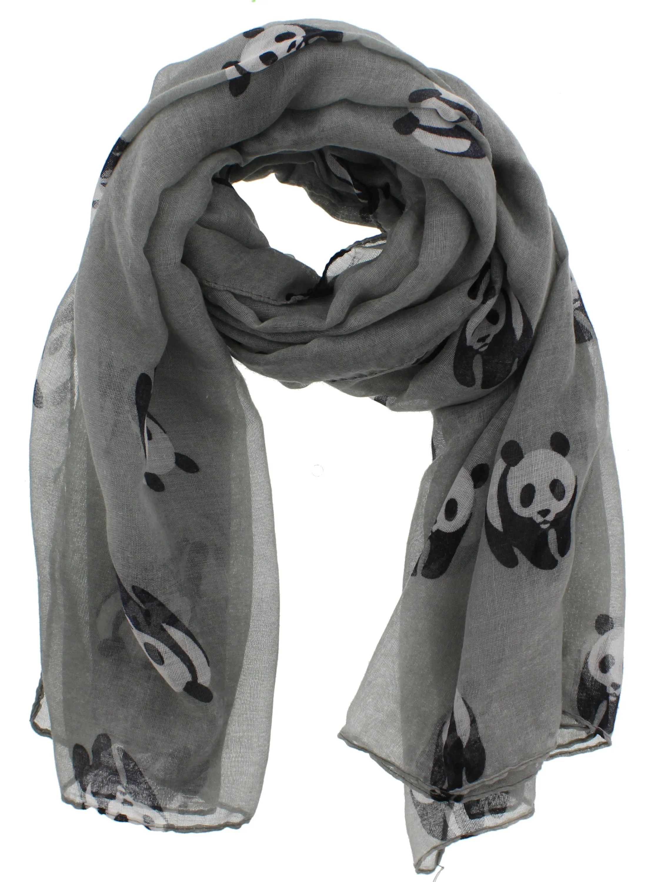 Grey Panda Print Scarf