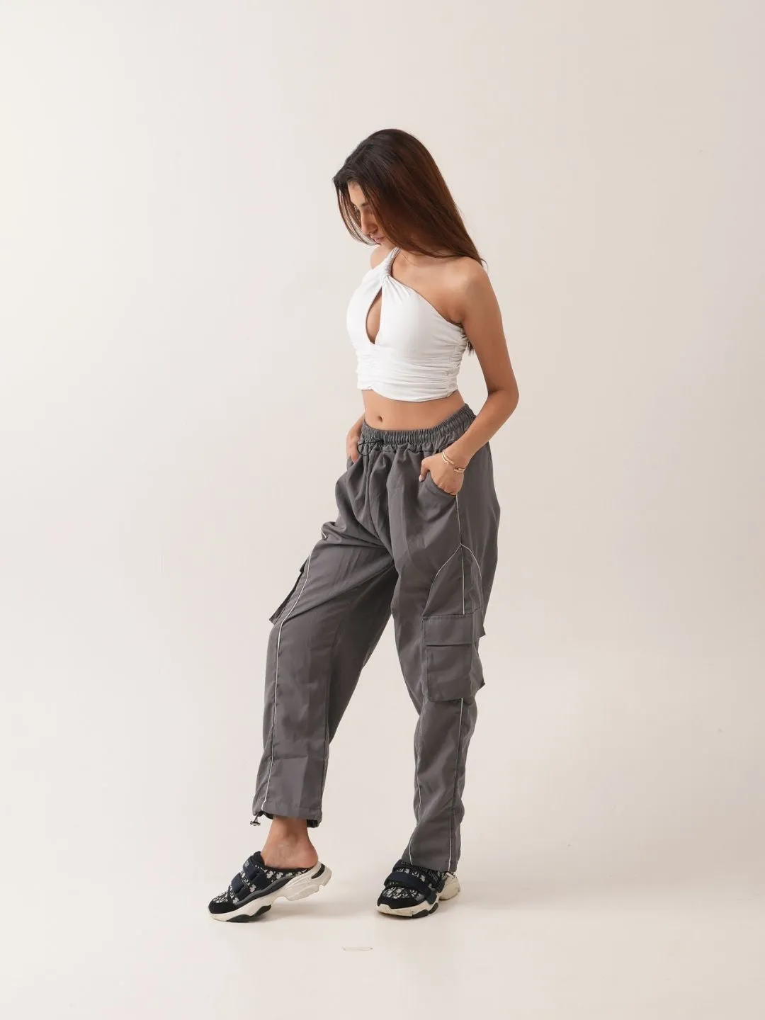 Grounded Track pants in Stone Grey