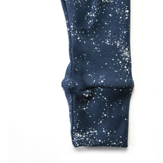 Harem Pants - Organic Cotton - Navy Blue with White Splashes Print