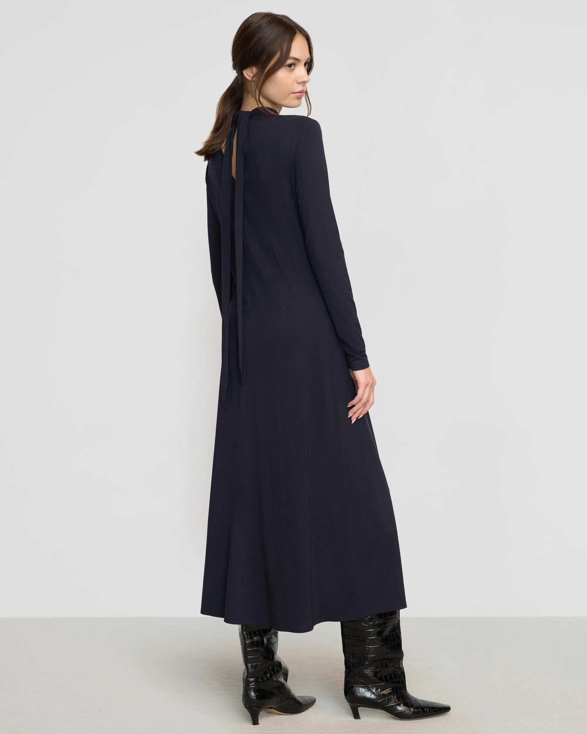 Helena Scarf-Neck Jersey Dress