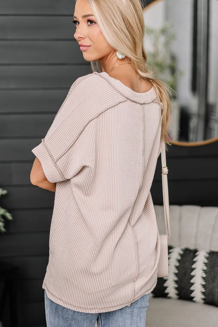 Hit The Cord Ribbed Top | Ash Mocha