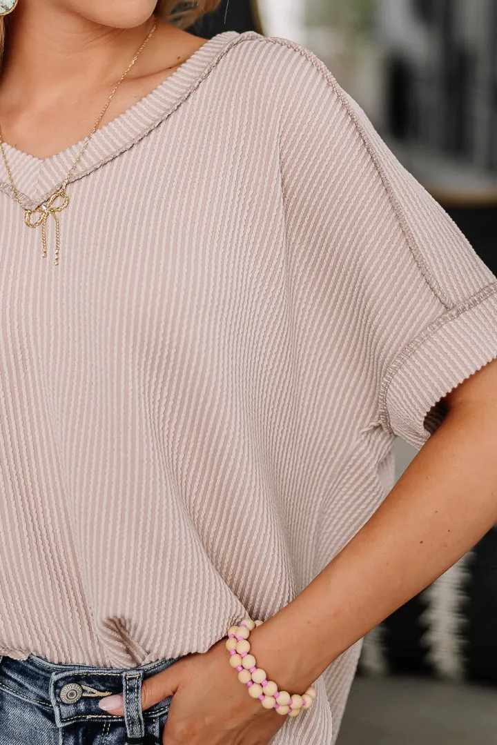 Hit The Cord Ribbed Top | Ash Mocha