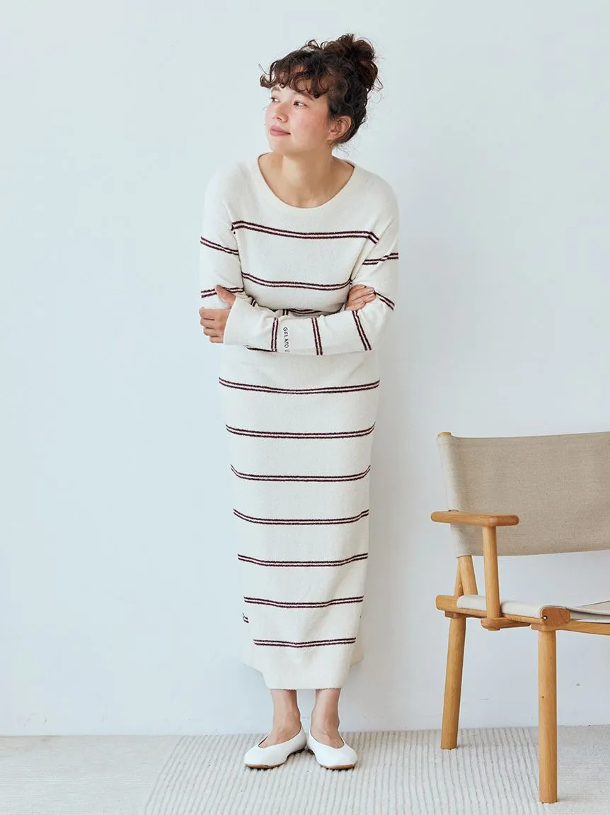 Hot Smoothie Border  Striped Lounge Sleep Dress