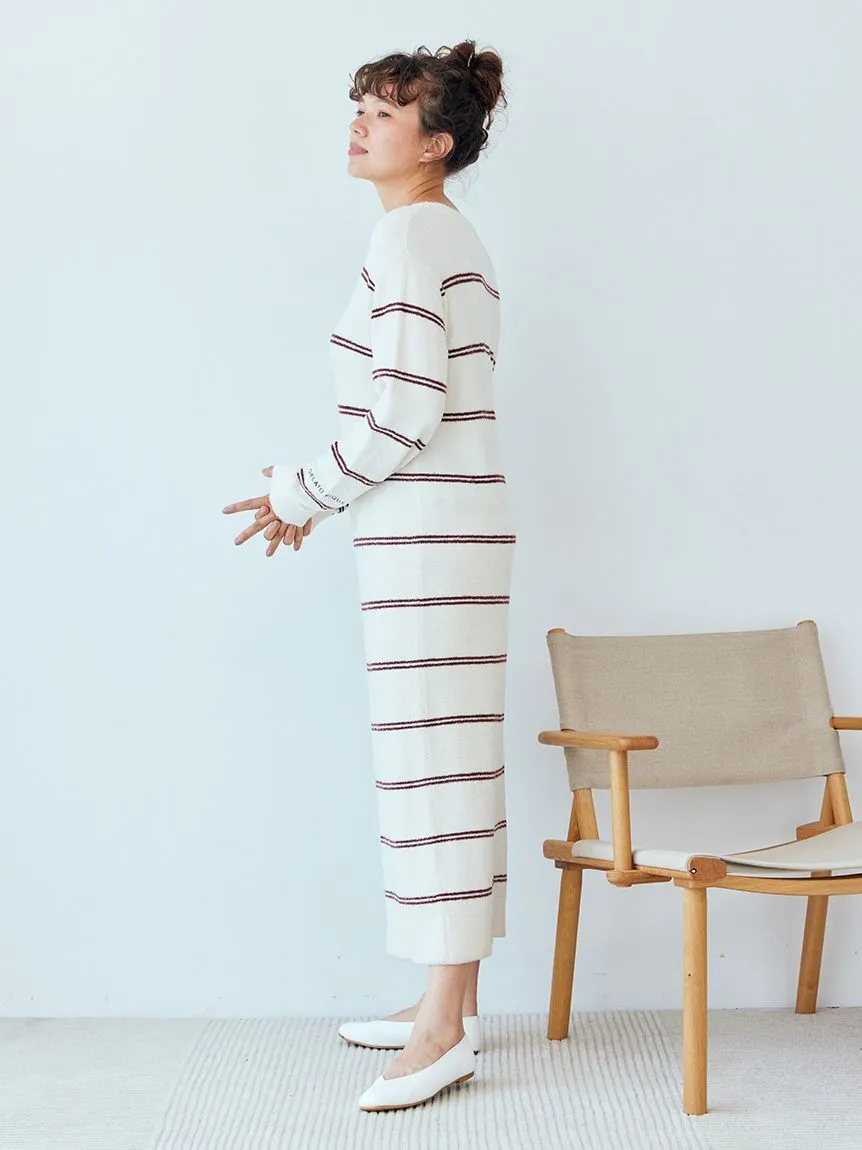 Hot Smoothie Border  Striped Lounge Sleep Dress