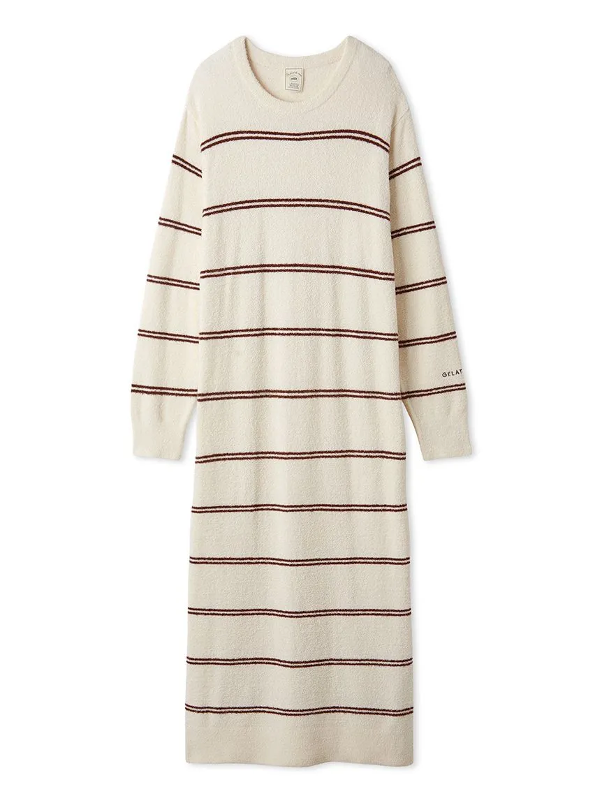 Hot Smoothie Border  Striped Lounge Sleep Dress