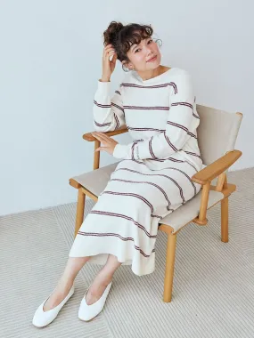 Hot Smoothie Border  Striped Lounge Sleep Dress