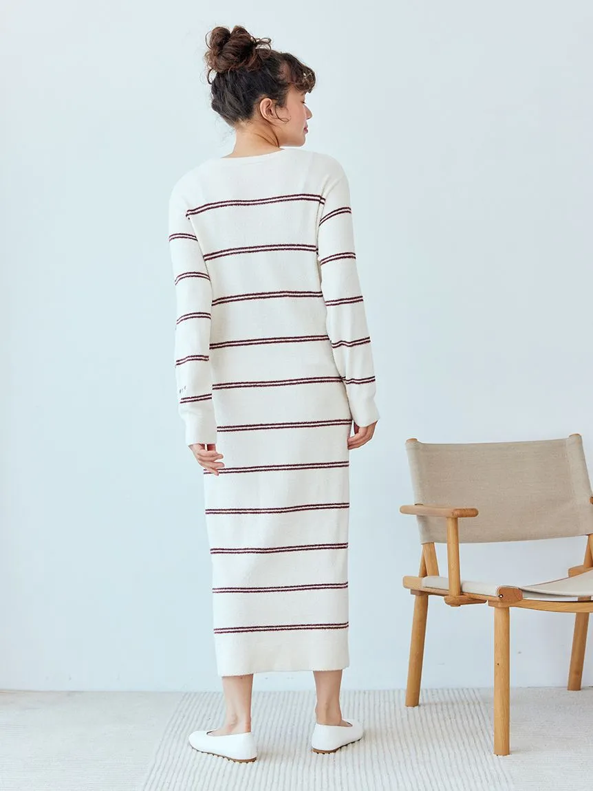 Hot Smoothie Border  Striped Lounge Sleep Dress