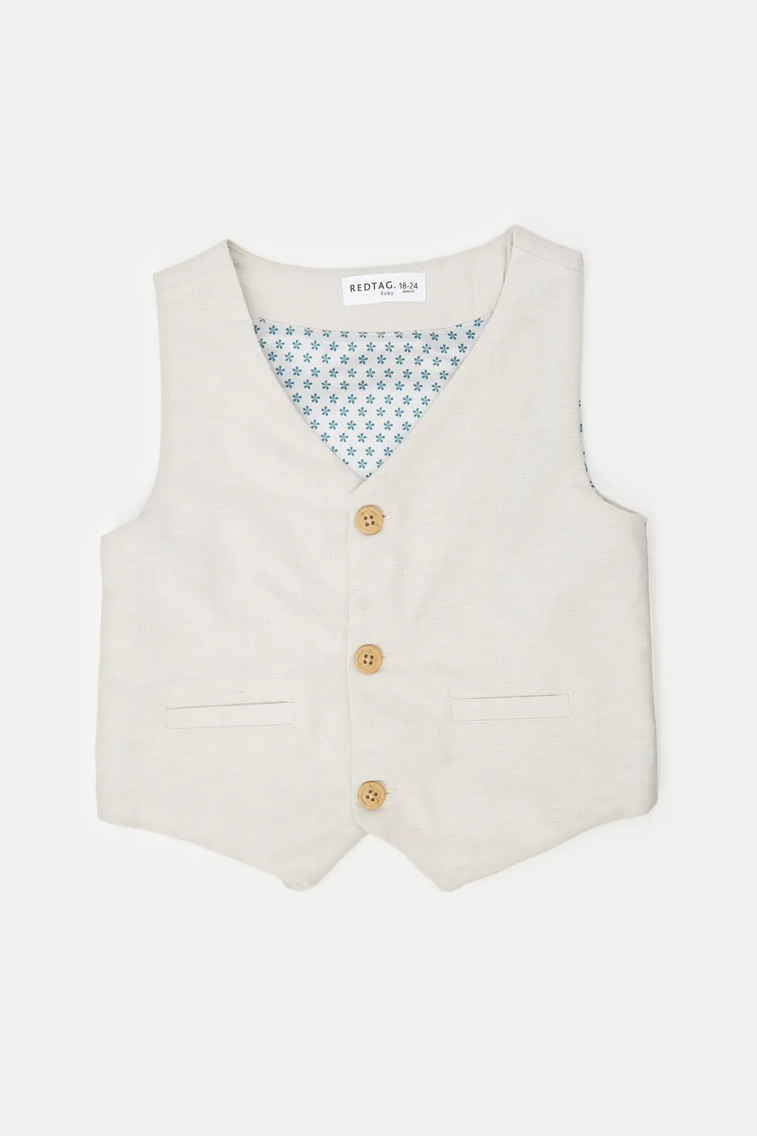 Infant Boys Beige Vest Formal Set (4 Piece)