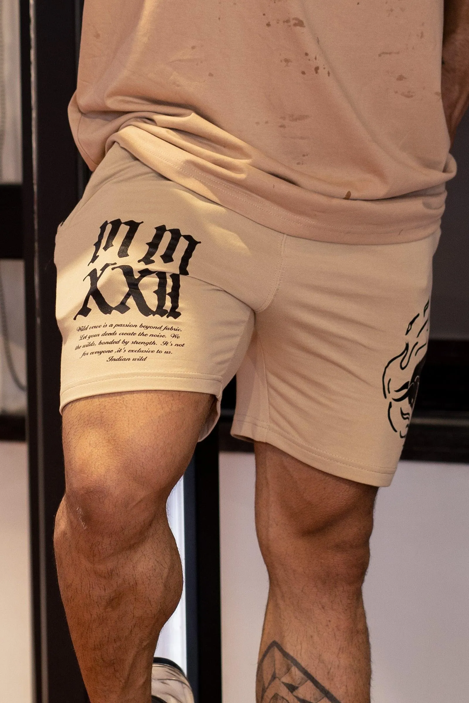 Infinity Fiery Bull Shorts (BEIGE)